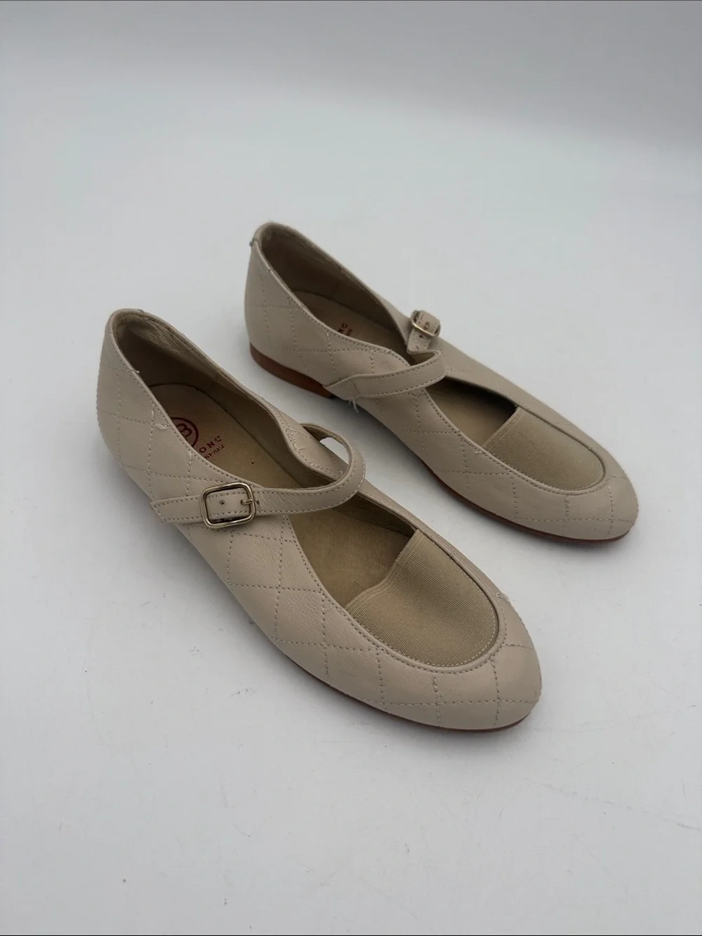 Blublonc girls Quilted Mary Jane Flats in Beige 34 casual event party
